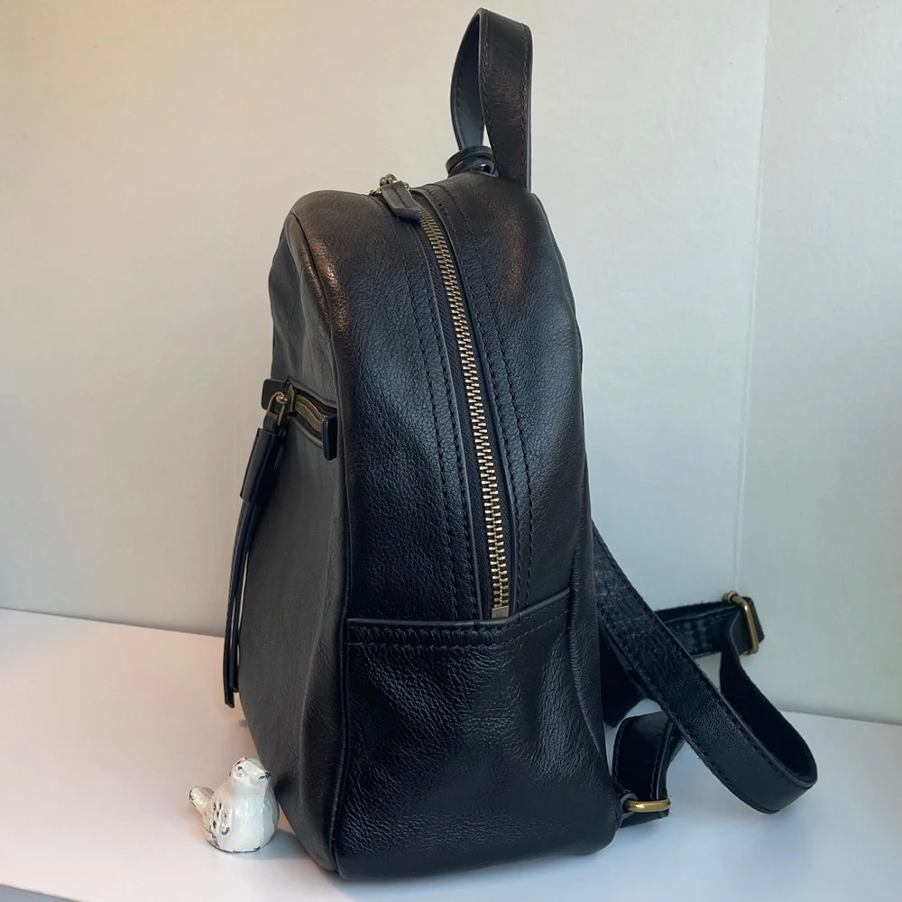 Fossil Black Genuine Leather Backpack